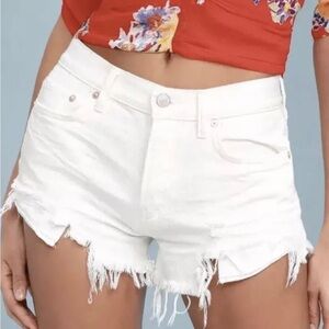 Free People We The Free Loving Good Vibrations Cutoff Denim Shorts White Sz 27